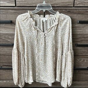 A New Day Light Beige Patterned Blouse
